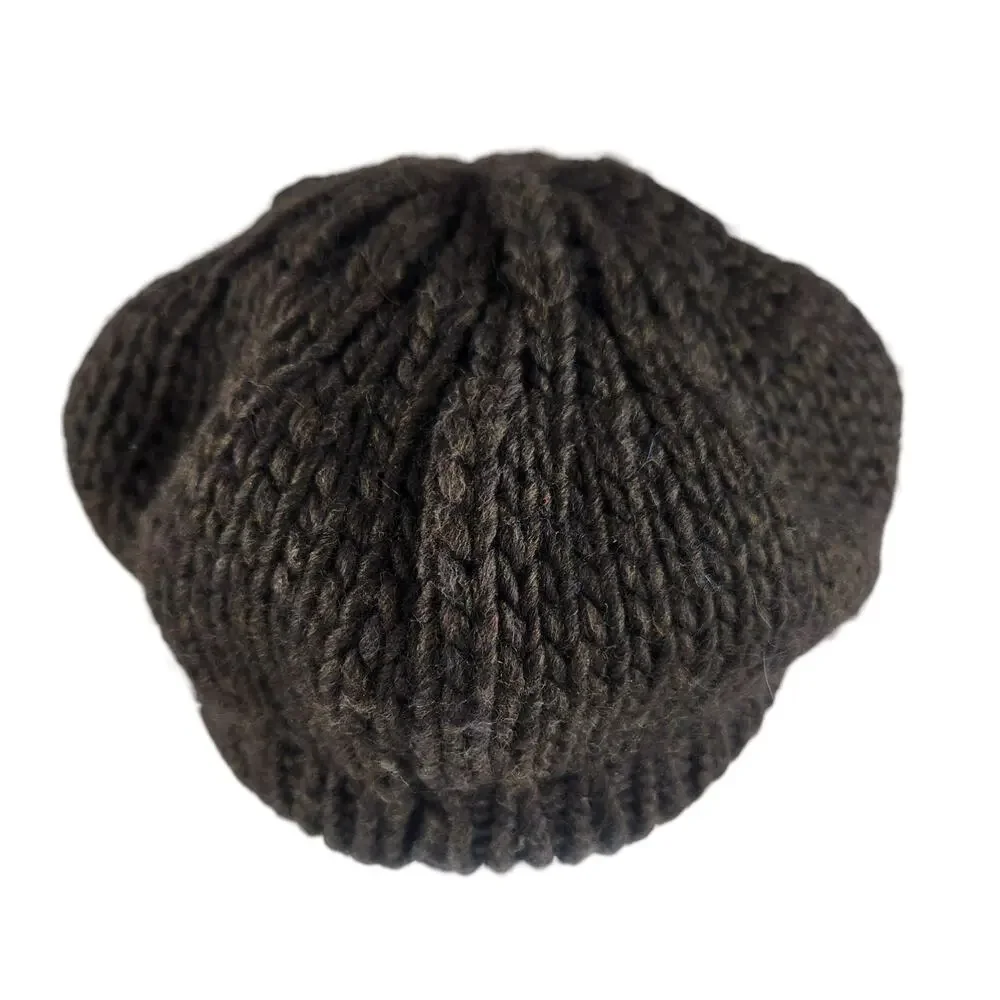 Y2K Vtg Halogen Brown Knit Newsboy Hat Cap Made In Italy Twee 2000s Preppy Wool - Picture 5 of 8